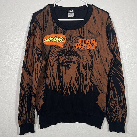 Star Wars Brown Knit Chewbacca Roar Sweater Youth Size XL, Fits Adult M/L READ - Picture 2 of 7